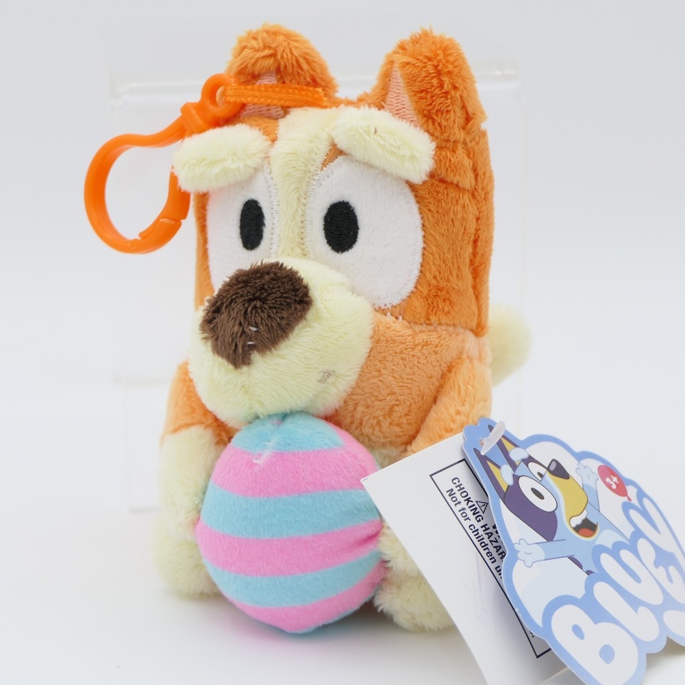 DanDee Bluey Bingo Dog Holding Easter Egg 6" Plush Bag Clip Keychain w/ Tag